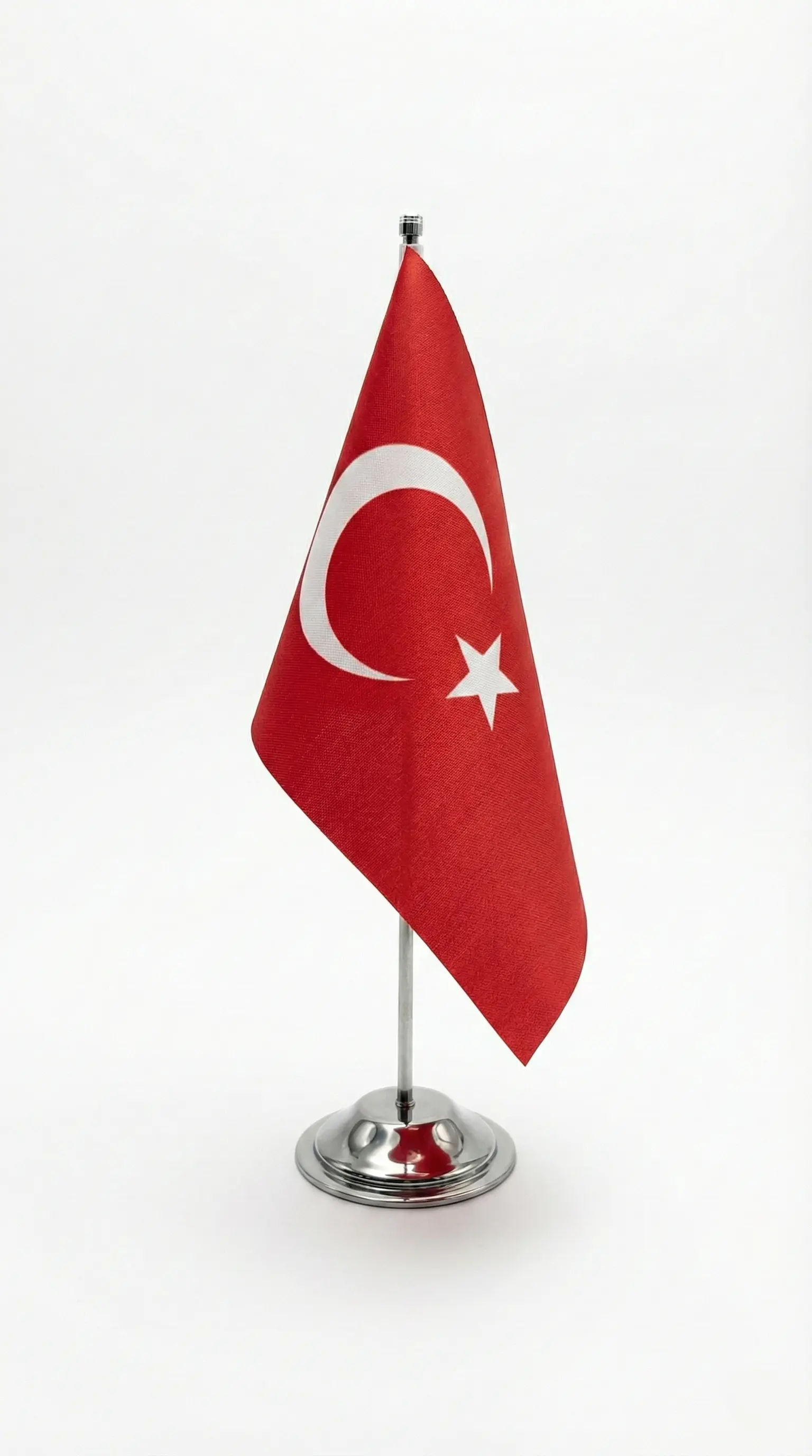 Tekli Masaüstü Bayrak Direği (Krom Kaplama)